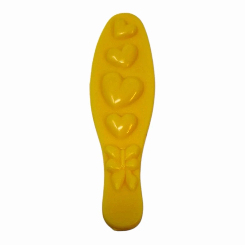Vintage‎ Yellow Plastic Hairbrush with Heart Design 1